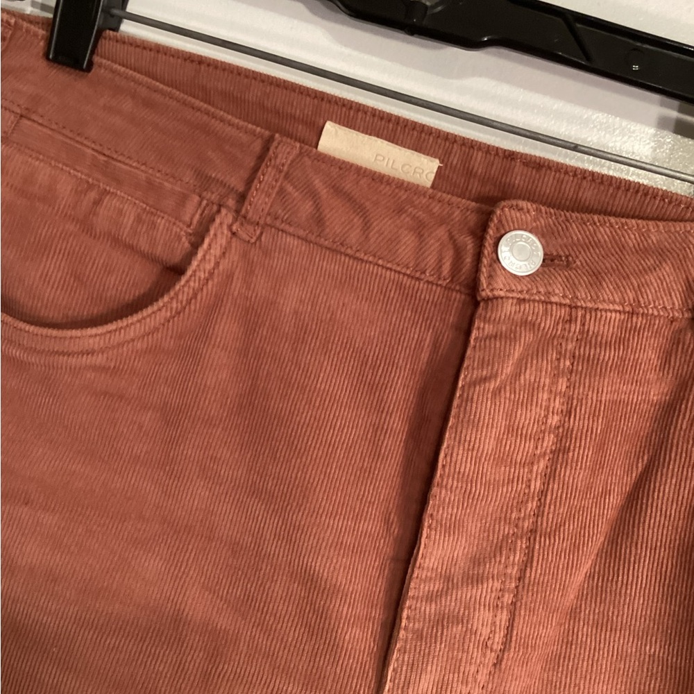 Pilcro Rust Brown Corduroy Pants Wide Leg, Crop - Picture 2 of 4